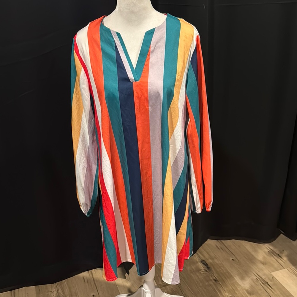 Colorful Striped Long Sleeve Dress